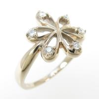 K18PG フラワー ダイヤモンドリング