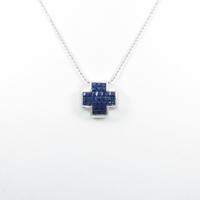 K18WG クロス サファイヤネックレス