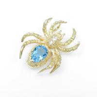 K18YG スパイダー ブルートパーズペンダント10％引き