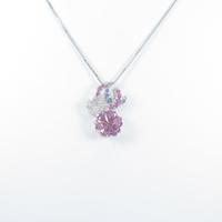 K18WG クローバー ピンクサファイヤネックレス