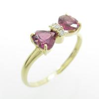 K18YG リボン ガーネットリング