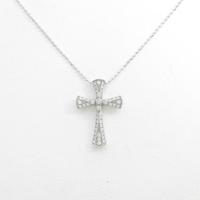 K18WG クロス ダイヤモンドネックレス