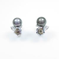 K18WG ローズ カラーストーンイヤリング