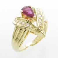 K18YG ハート ルビーリング