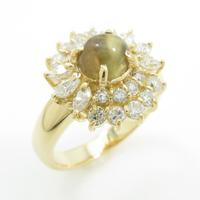 K18YG フラワー クリソベリルキャッツアイリング20％引き