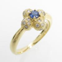 K18YG フラワー サファイヤリング