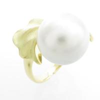 K18YG リボン シロチョウパールリング