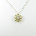 K18YG／K18WG フラワー カラーストーンネックレス10％引き