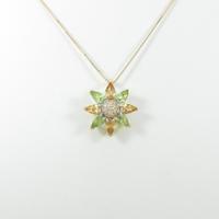 K18YG／K18WG フラワー カラーストーンネックレス10％引き