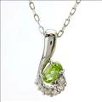 【送料無料】K18ホワイトゴールドペリドットネックレス