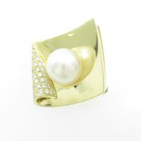 K18YG シロチョウパールブローチ