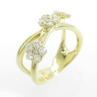 K18YG フラワー ダイヤモンドリング