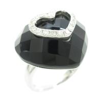 K18WG ハート オニキスリング