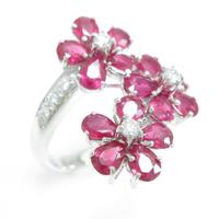 750WG フラワー ルビーリング