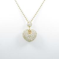 K18YG ハート×パヴェ ダイヤモンドネックレス