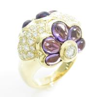 18KYG フラワー アメジストリング
