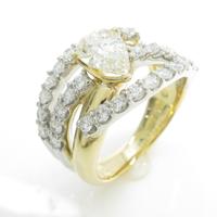 K18YG／PT ダイヤモンドリング 0．845ct・L・SI2・ペアシェイプ10％引き