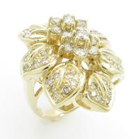 K18YG フラワー ダイヤモンドリング