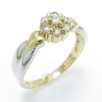 K18YG／PT フラワー ダイヤモンドリング