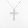 K18WG クロス ダイヤモンドネックレス
