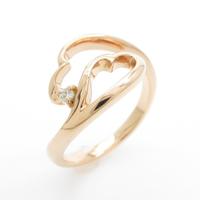 K18PG ハート ダイヤモンドリング