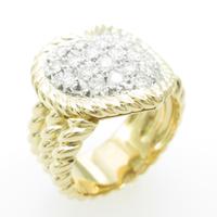 K18YG／PT ハート ダイヤモンドリング