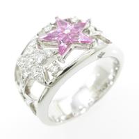 K18WG スター ピンクサファイヤリング