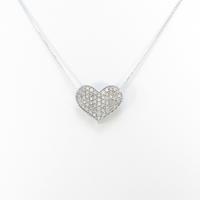 K18WG ハート ダイヤモンドネックレス