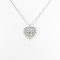 K18WG ハート ダイヤモンドネックレス