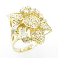 K18YG フラワー ダイヤモンドリング