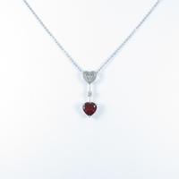 K18WG ハート ガーネットネックレス