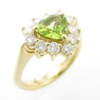 K18YG ハート ペリドットリング