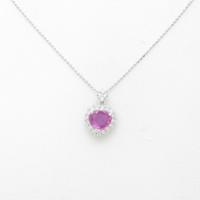 K18WG ハート ピンクサファイヤネックレス