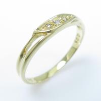 K18YG スリーストーン ダイヤモンドリング