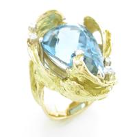 K18YG／PT ブルートパーズリング