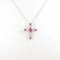 K18WG クロス ルビーネックレス