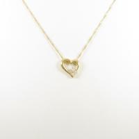K18YG ハート ダイヤモンドネックレス