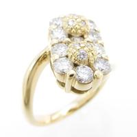 K18YG フラワー ダイヤモンドリング