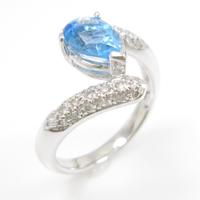 K18WG ブルートパーズリング