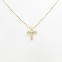 K18YG クロス ダイヤモンドネックレス
