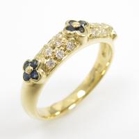 K18YG フラワー サファイヤリング