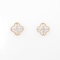 K18YG フラワー ダイヤモンドピアス