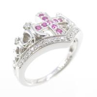 K18WG クロス ピンクサファイヤリング