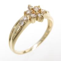 K18YG フラワー ダイヤモンドリング