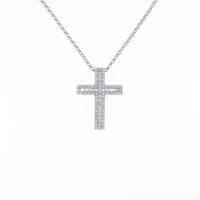 750WG クロス ダイヤモンドネックレス