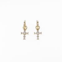 K18YG 2WAY クロス ダイヤモンドピアス