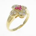 750YG フラワー ルビーリング
