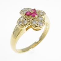 750YG フラワー ルビーリング