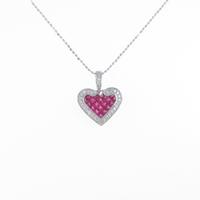 K18WG ハート ルビーネックレス