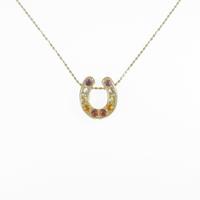 K18YG ホースシュー カラーストーンネックレス